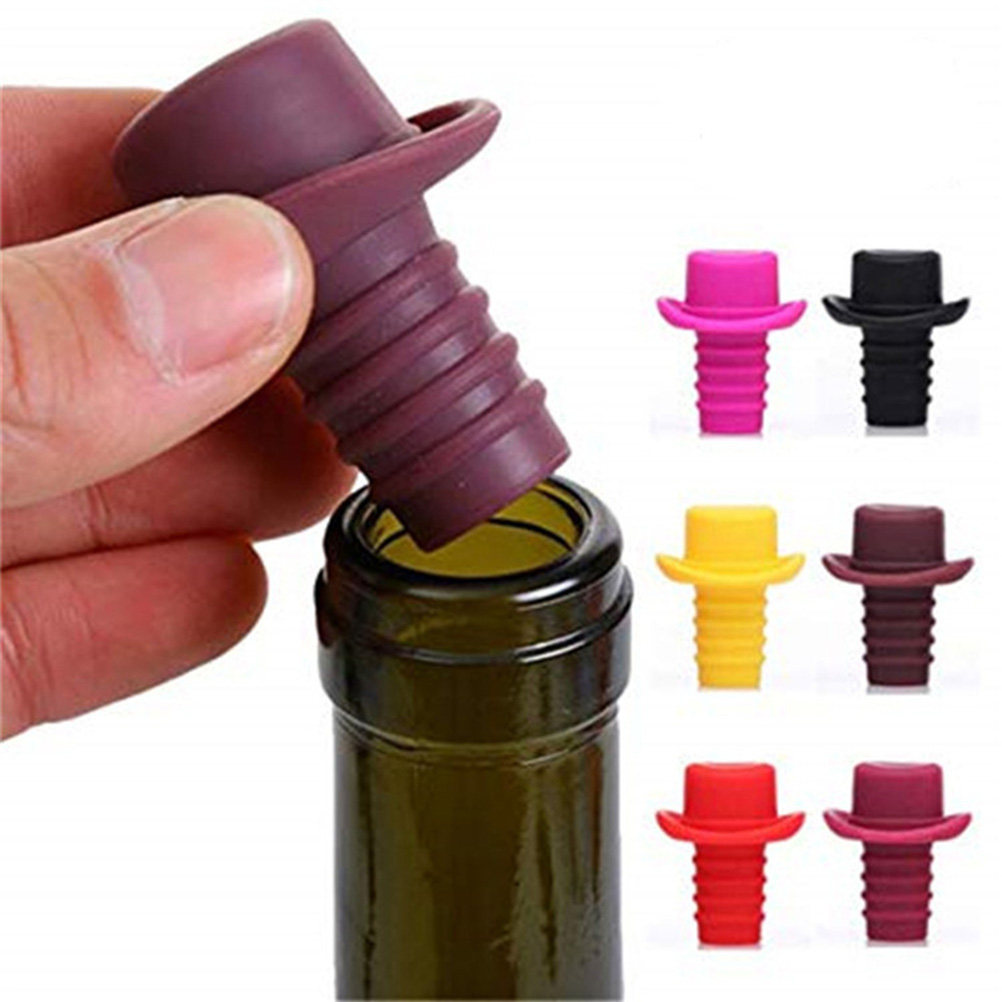 5Pcs Silicone Bottle Stoppers  - Wine Beer Hat 评论和价格