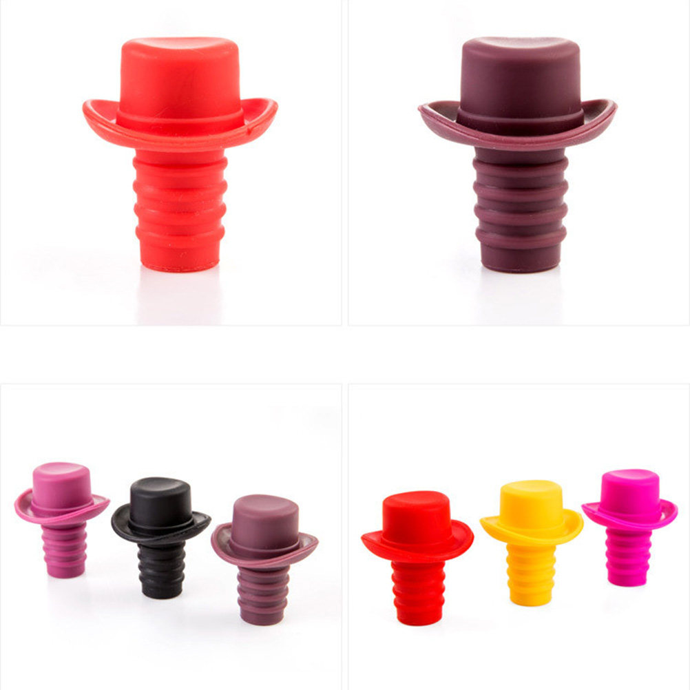 5Pcs Silicone Bottle Stoppers  - Wine Beer Hat 评论和价格