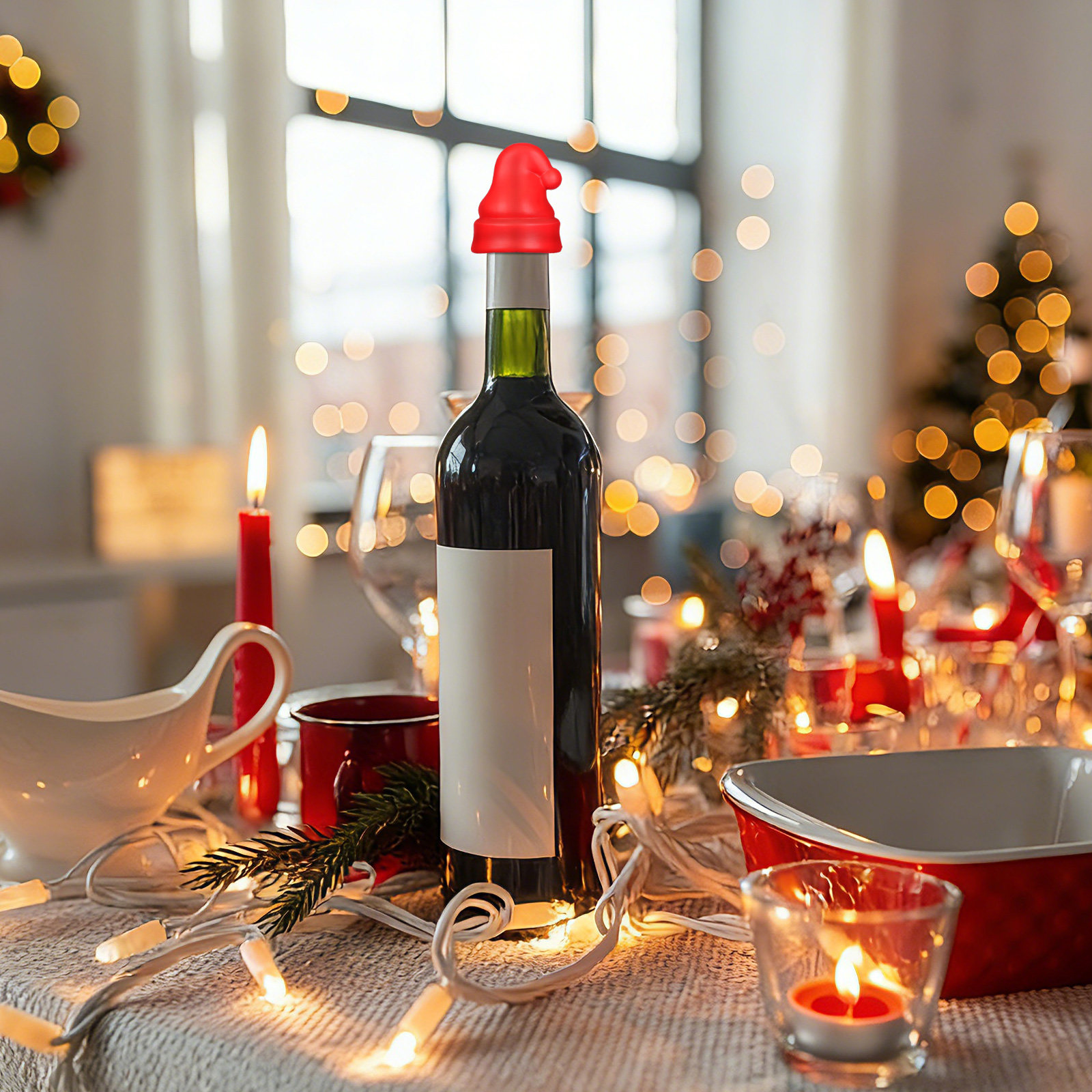 2Pcs Mini Santa Hat Wine Stopp - Wine Beer Hat 评论和价格
