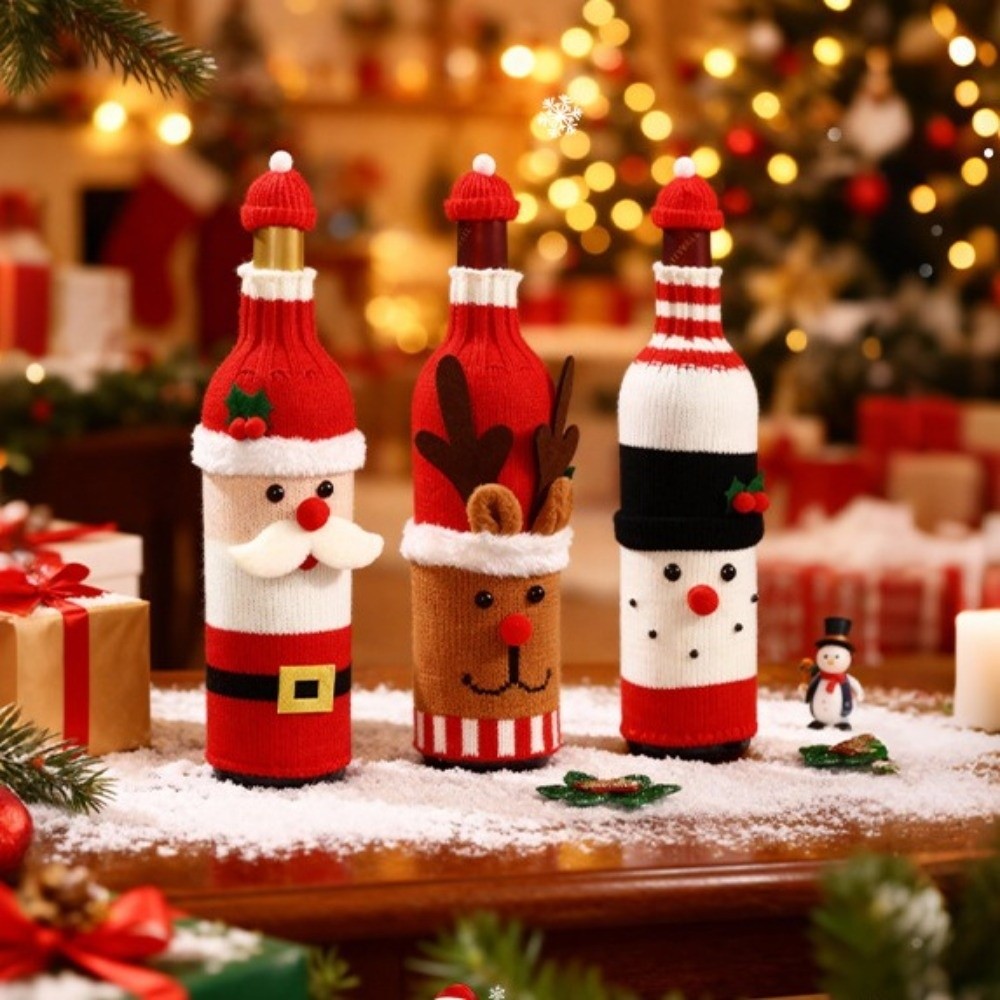 Knitted Wine Bottle Cover with - Wine Beer Hat 评论和价格