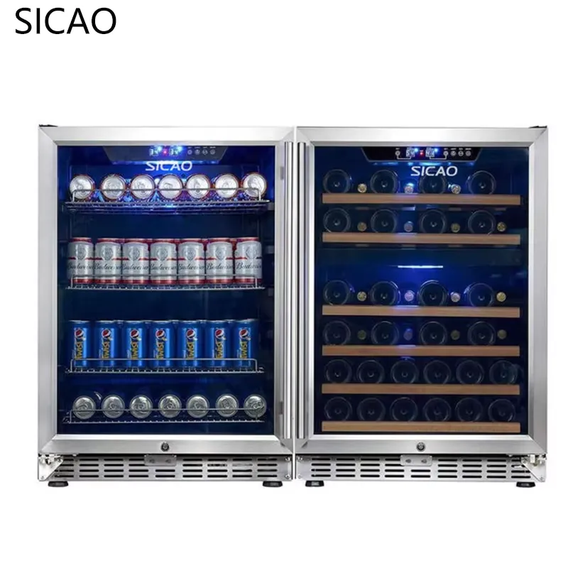 2 Door Wine Beer Fridge Glass  - Wine Beer Dual Zone 评论和价格